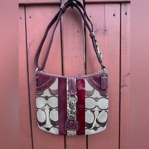 Coach Hamptons Stripe Signature Canvas Shoulder Bag